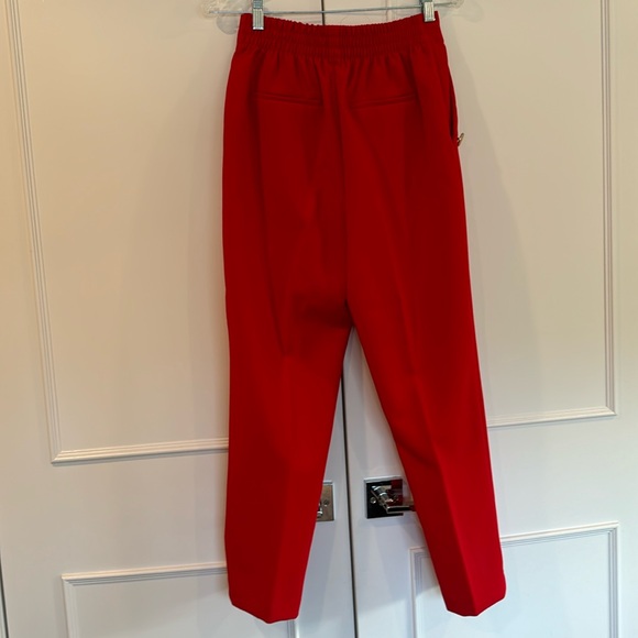 Zara Red Straight Leg Gold Button Detail High Waisted Pants Size Small - Picture 10 of 16